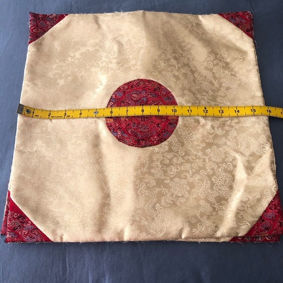 Set of 2 - 16in Square Chinese Style Gold Red Brocade Pillow Covers - Picture 9 of 16